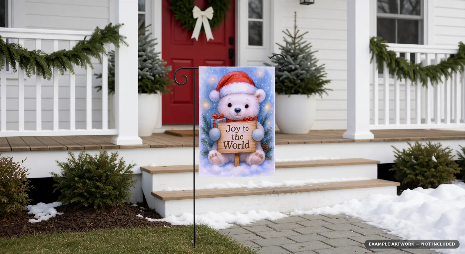 Christmas Garden Flag Mockup Bundle | 100 PSD Smart Object Templates 12.5x18 + Canva PNG | Holiday Winter Yard Flag Mock Ups for POD