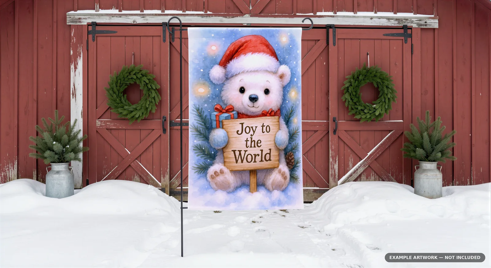 Christmas Garden Flag Mockup Bundle | 100 PSD Smart Object Templates 12.5x18 + Canva PNG | Holiday Winter Yard Flag Mock Ups for POD