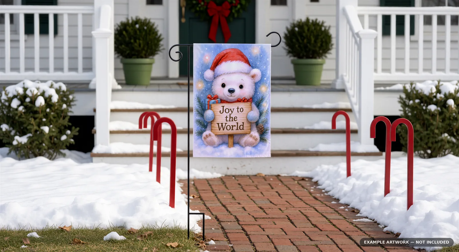 Christmas Garden Flag Mockup Bundle | 100 PSD Smart Object Templates 12.5x18 + Canva PNG | Holiday Winter Yard Flag Mock Ups for POD